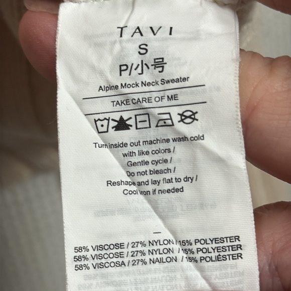 Tavi Noir Alpine Mock Neck Sweater Blush Pink SZ S neutral cropped oversized EUC - Picture 5 of 7